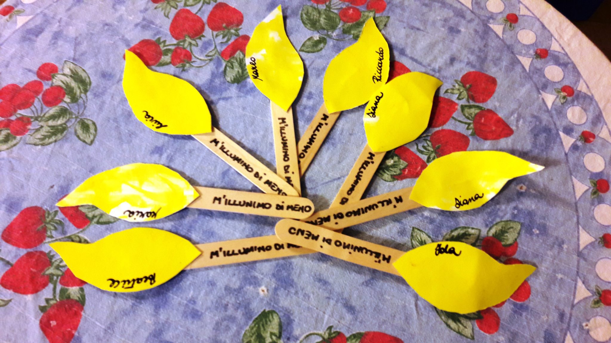 Un'immagine che ritrae giallo, carta, prodotto di carta, arte infantile e carta da costruzione.