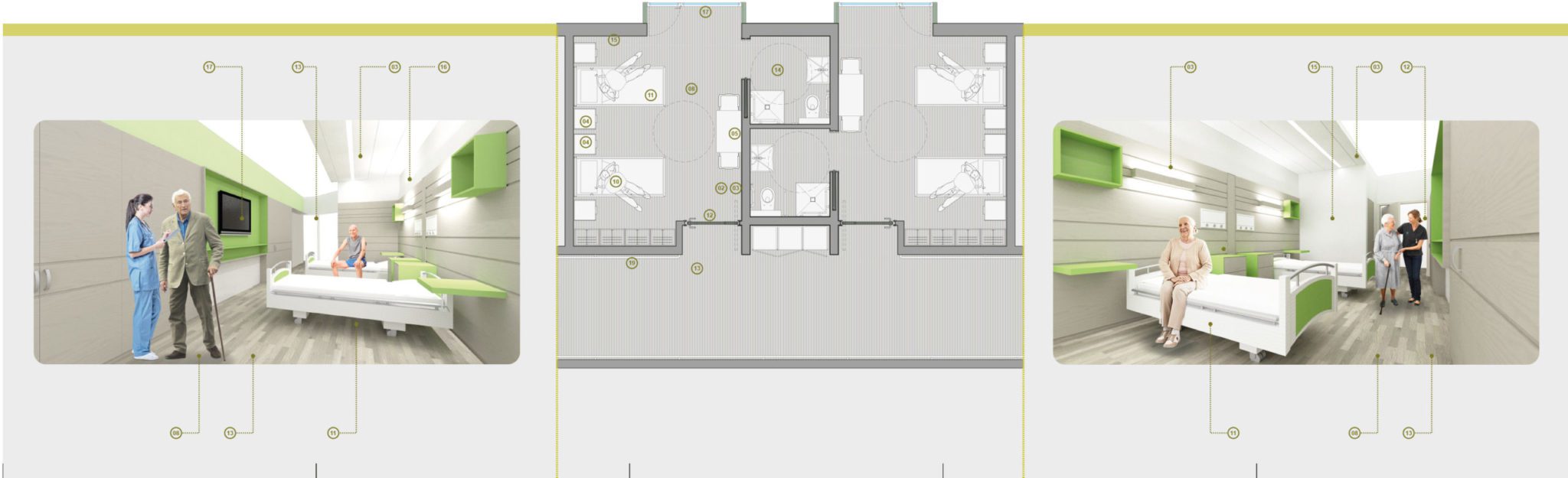 Un'immagine che ritrae design d'interni, letto, clinica, piano e pulizia.